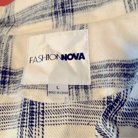 Fashion Nova Plaid Midi Jacket ..oversized..size Large - Picture 10 of 13